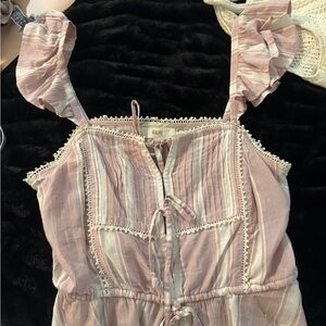 Rahi Pink Striped Dress with Ruffle Sleeves